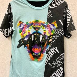 Technicolor Colorful Tiger Roaring Animal Lover Men's Graphic T-Shirt